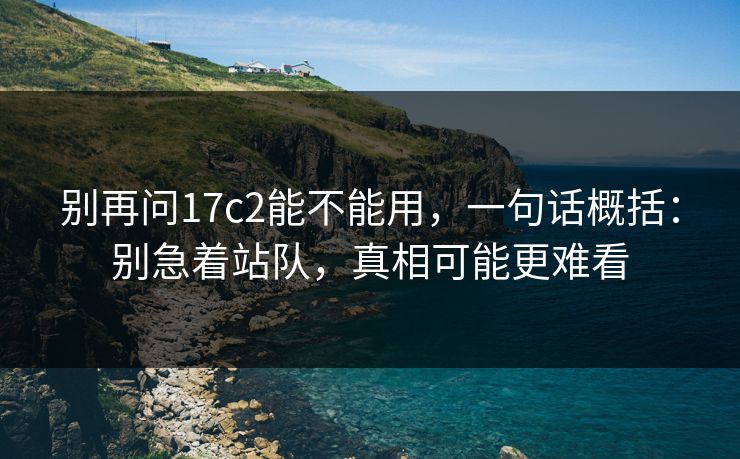 别再问17c2能不能用，一句话概括：别急着站队，真相可能更难看