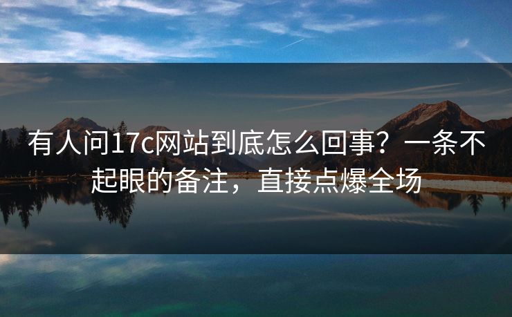 有人问17c网站到底怎么回事？一条不起眼的备注，直接点爆全场