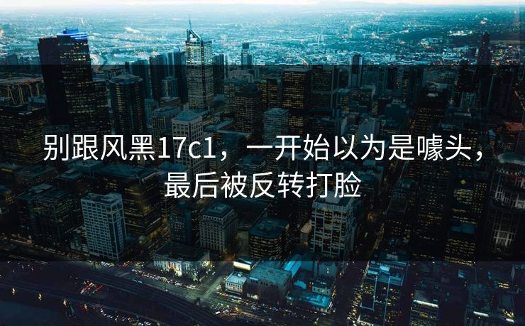 别跟风黑17c1，一开始以为是噱头，最后被反转打脸