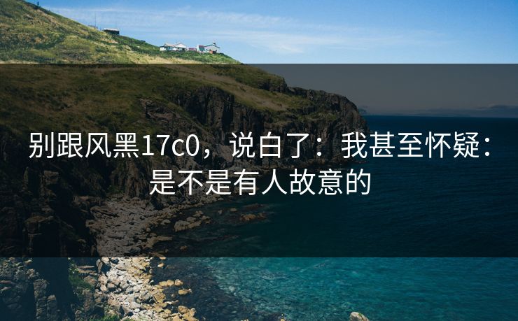 别跟风黑17c0，说白了：我甚至怀疑：是不是有人故意的