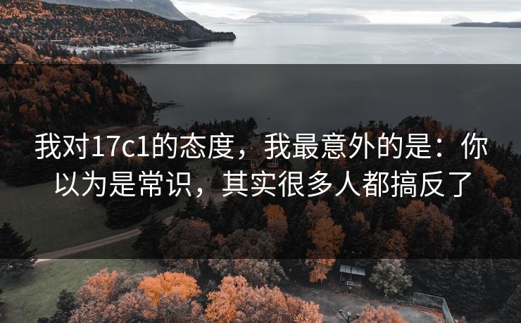 我对17c1的态度,我最意外的是:你以为是常识,其实很多人都搞反了