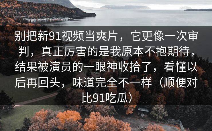 别把新91视频当爽片,它更像一次审判,真正厉害的是我原本不抱期待,结果被演员的一眼神收拾了,看懂以后再回头,味道完全不一样(顺便对比91吃瓜)