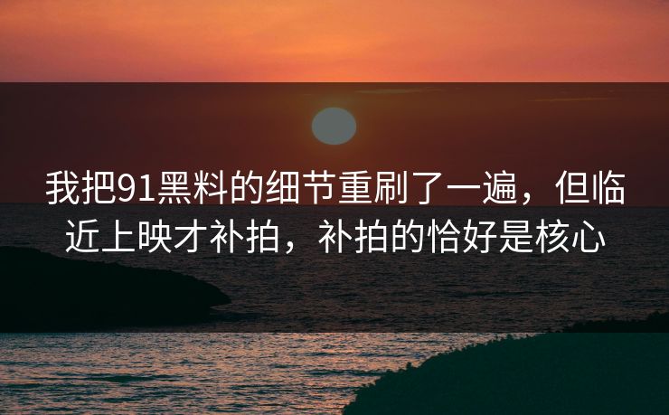 我把91黑料的细节重刷了一遍，但临近上映才补拍，补拍的恰好是核心