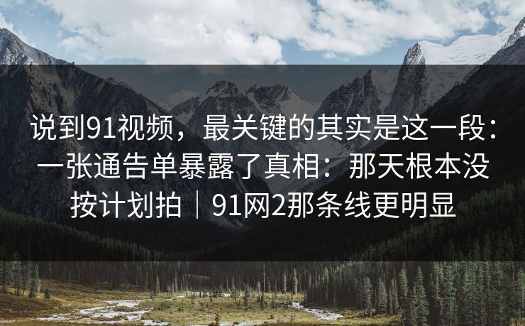 说到91视频,最关键的其实是这一段:一张通告单暴露了真相:那天根本没按计划拍|91网2那条线更明显